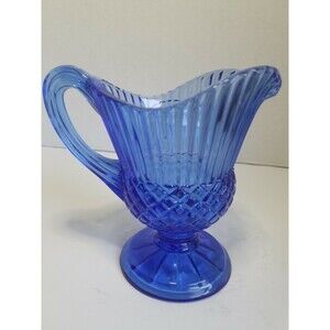Vintage Avon Blue Fostoria Mt Vernon Glass Creamer 5"×3"
